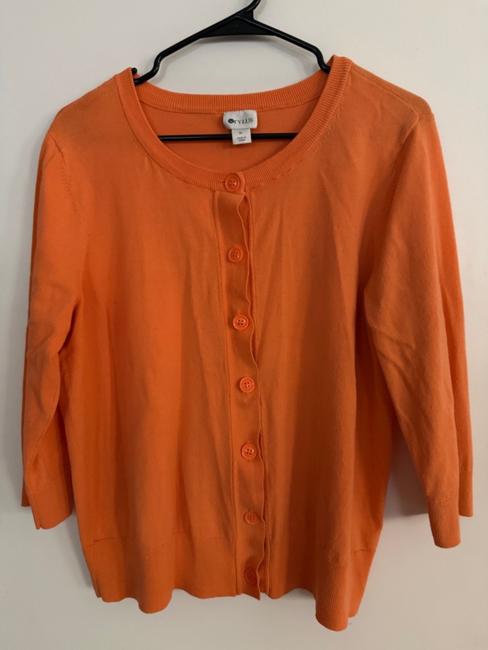STYLUS Orange Crewneck Cardigan